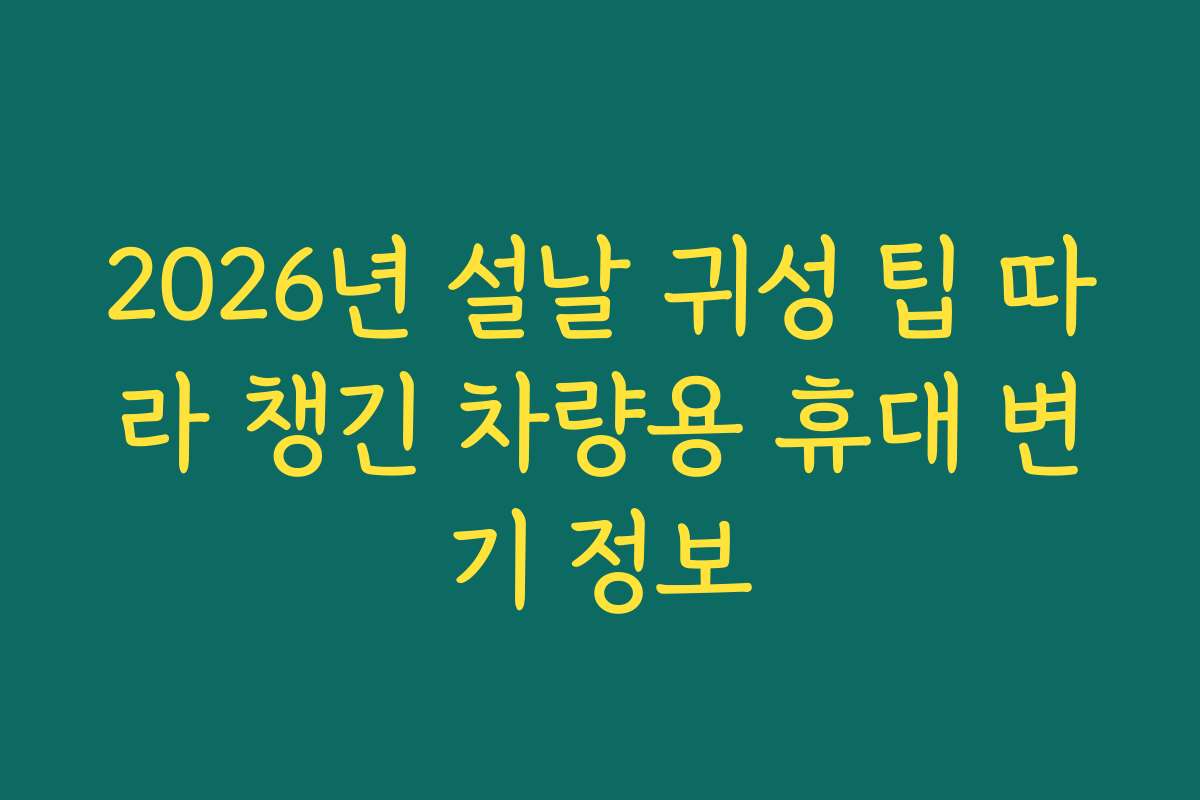 2026년 설날 귀성 팁 따라 챙긴 차량용 휴대 변기 정보