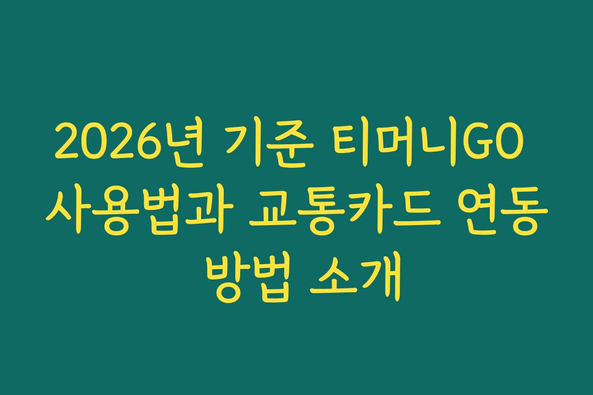 2026년 기준 티머니GO 사용법과 교통카드 연동 방법 소개