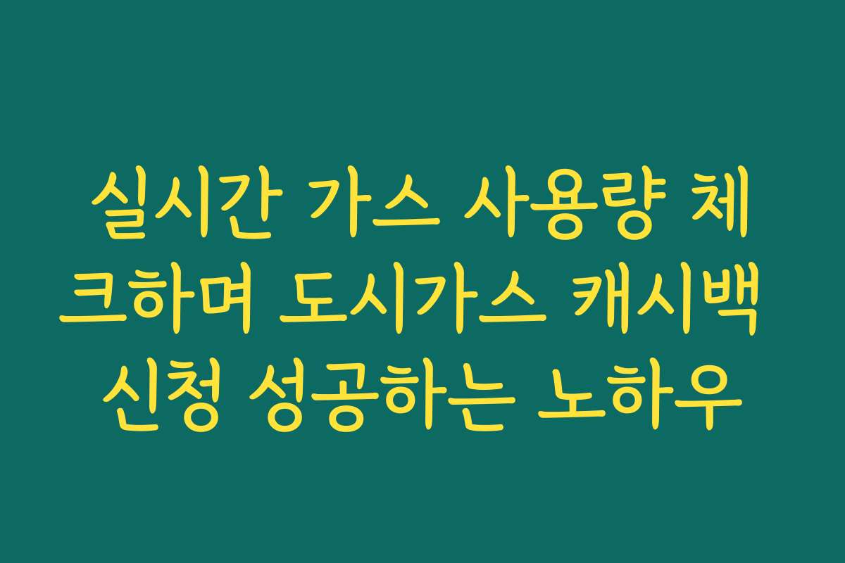 실시간 가스 사용량 체크하며 도시가스 캐시백 신청 성공하는 노하우