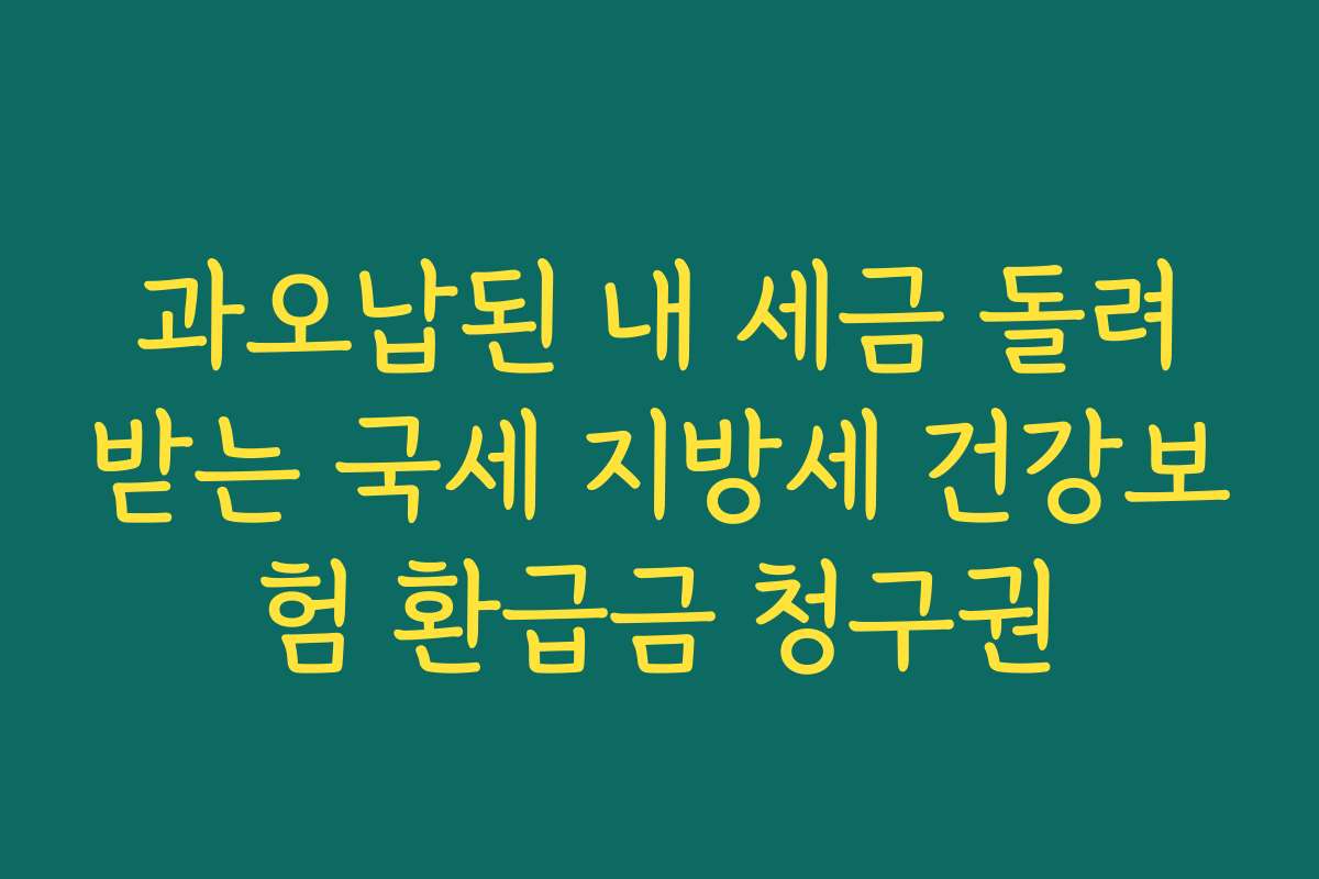 과오납된 내 세금 돌려받는 국세 지방세 건강보험 환급금 청구권