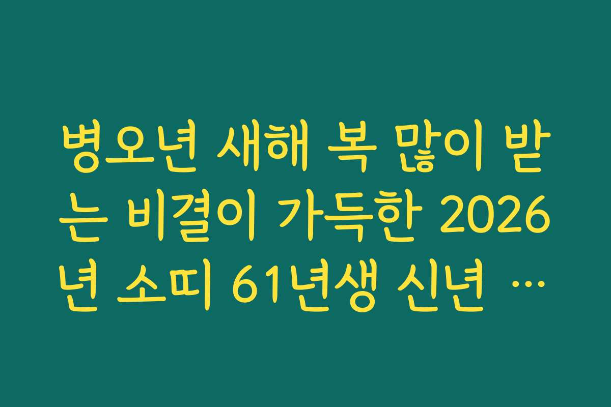 병오년 새해 복 많이 받는 비결이 가득한 2026년 소띠 61년생 신년 운세