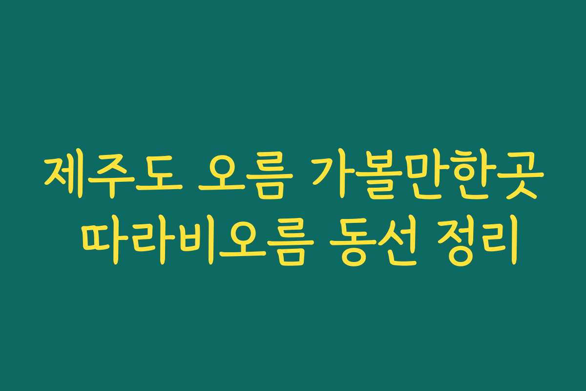 제주도 오름 가볼만한곳 따라비오름 동선 정리
