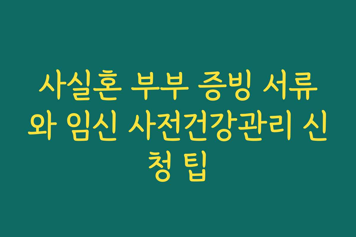 사실혼 부부 증빙 서류와 임신 사전건강관리 신청 팁