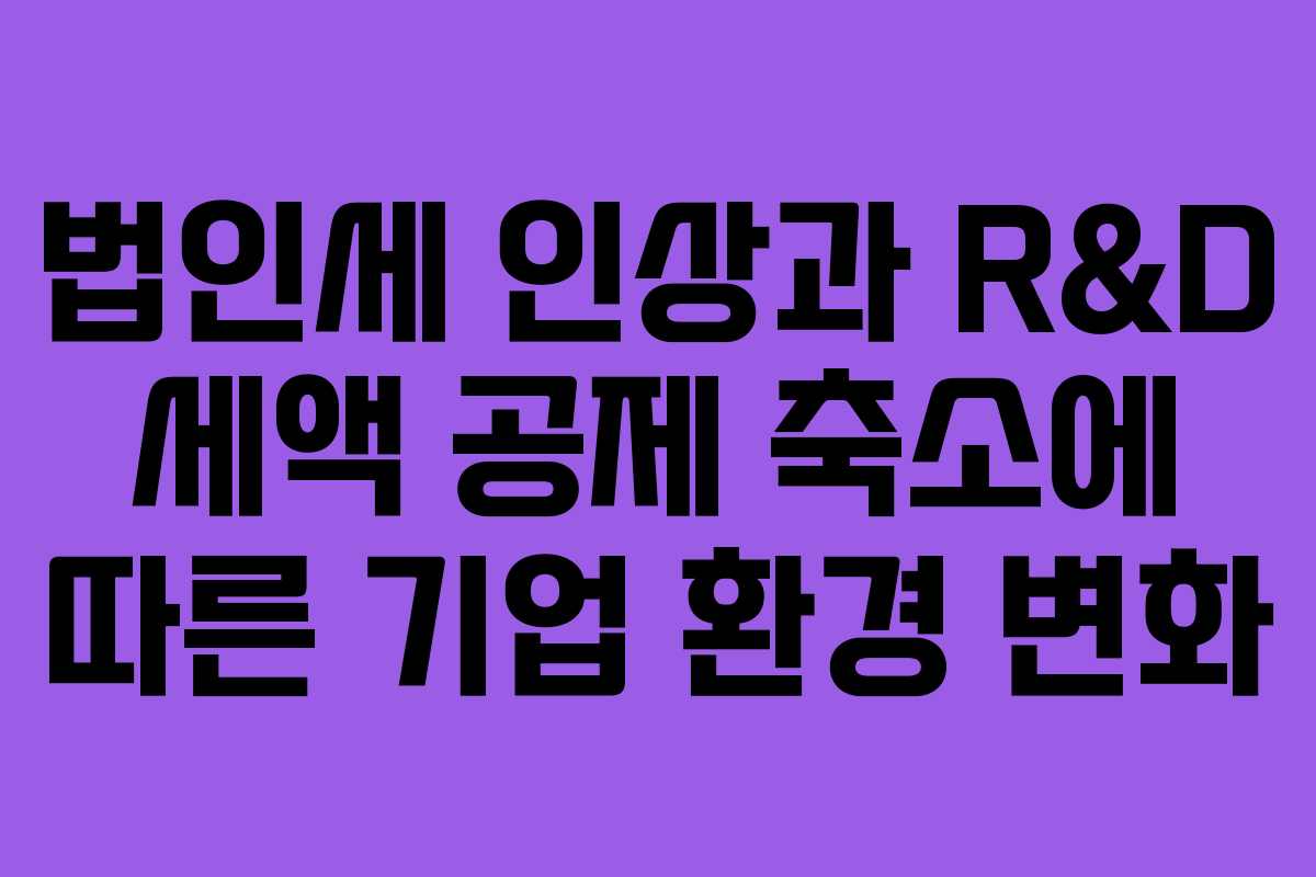 법인세 인상과 R&D 세액 공제 축소에 따른 기업 환경 변화