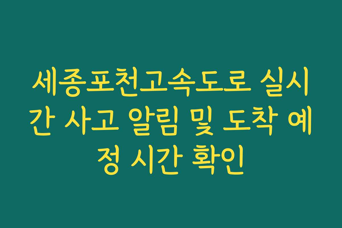 세종포천고속도로 실시간 사고 알림 및 도착 예정 시간 확인