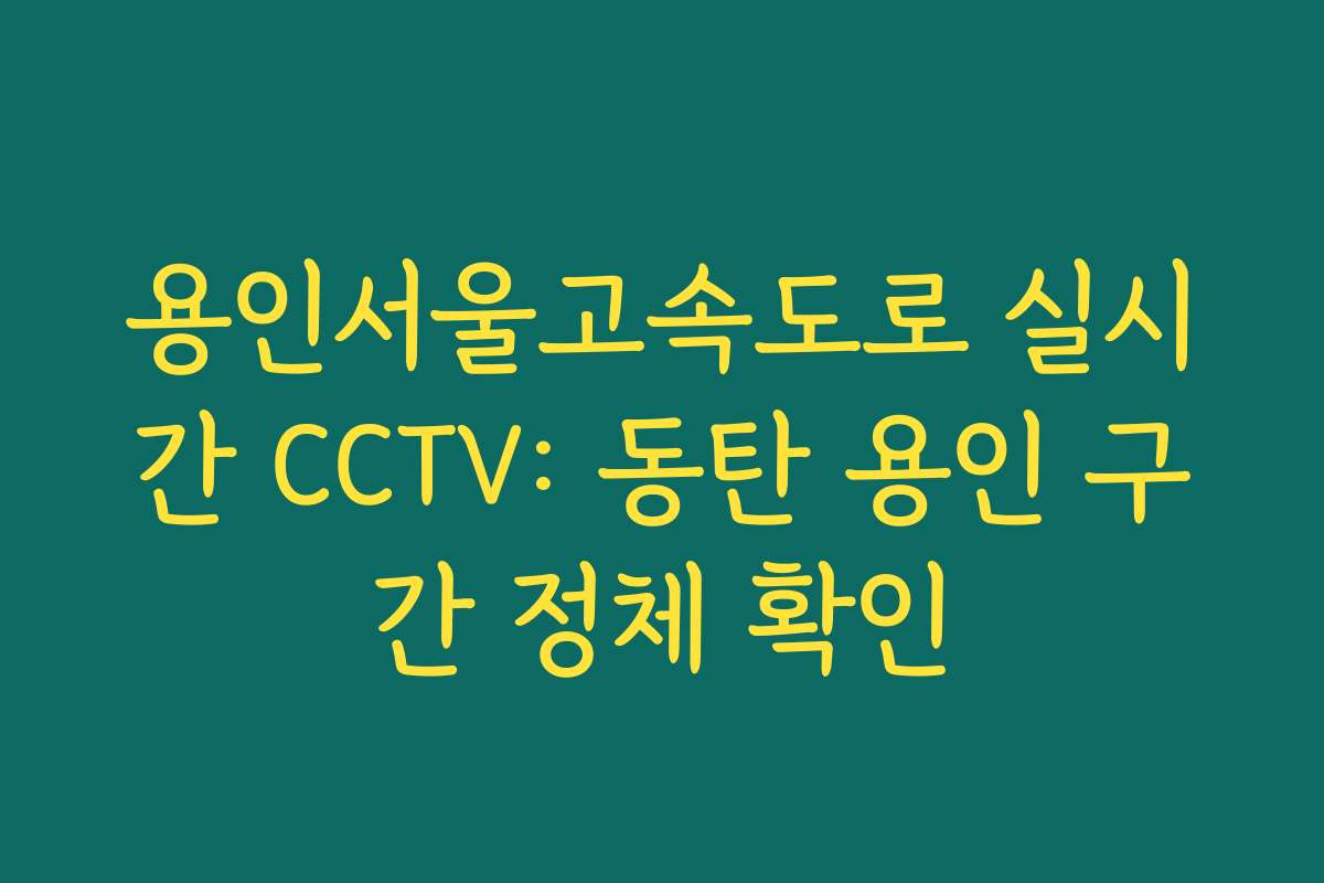 용인서울고속도로 실시간 CCTV: 동탄 용인 구간 정체 확인