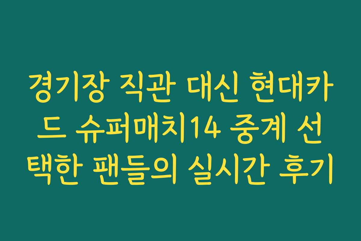 경기장 직관 대신 현대카드 슈퍼매치14 중계 선택한 팬들의 실시간 후기