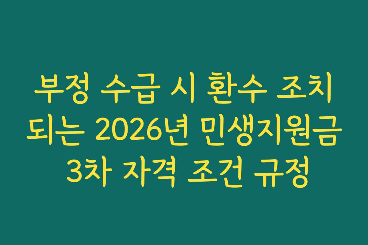 부정 수급 시 환수 조치되는 2026년 민생지원금 3차 자격 조건 규정
