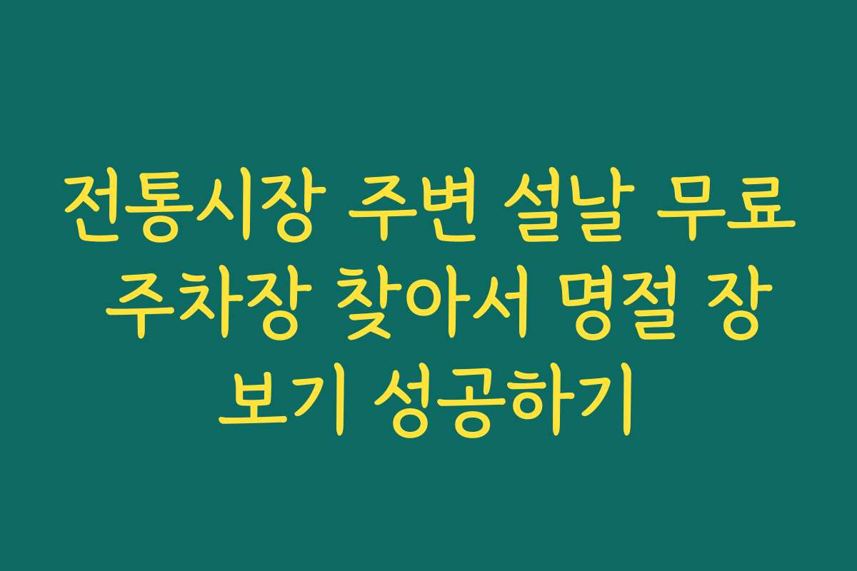 전통시장 주변 설날 무료 주차장 찾아서 명절 장보기 성공하기
