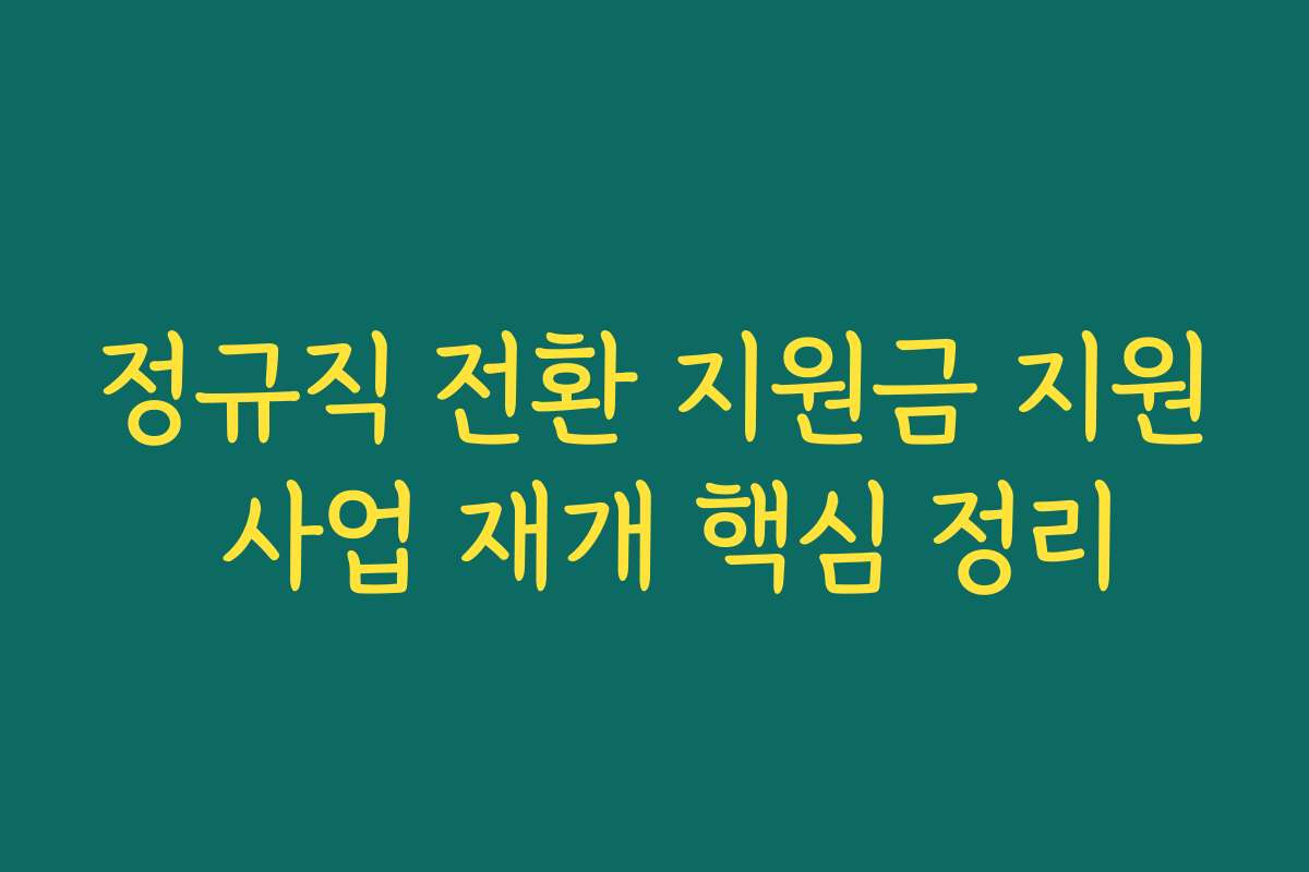 정규직 전환 지원금 지원 사업 재개 핵심 정리