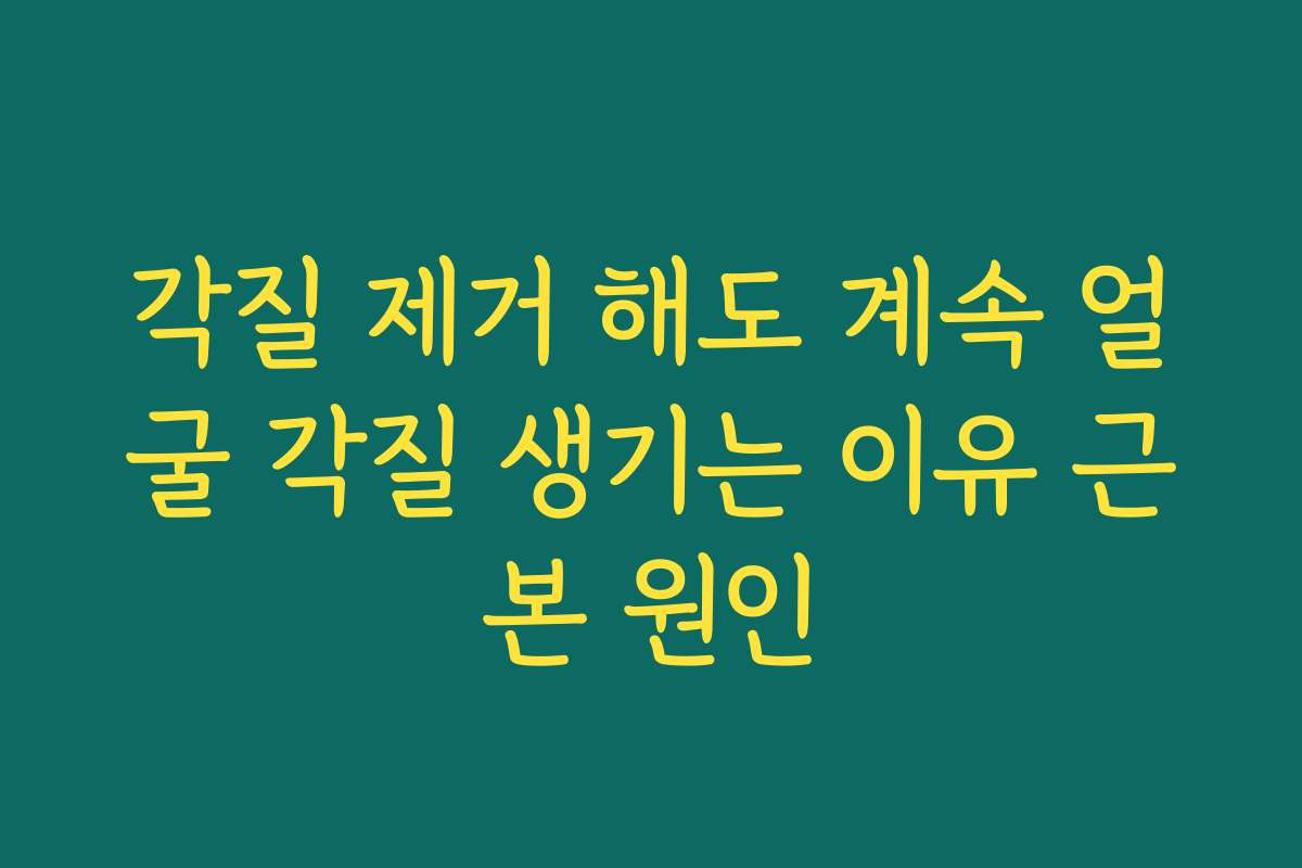 각질 제거 해도 계속 얼굴 각질 생기는 이유 근본 원인