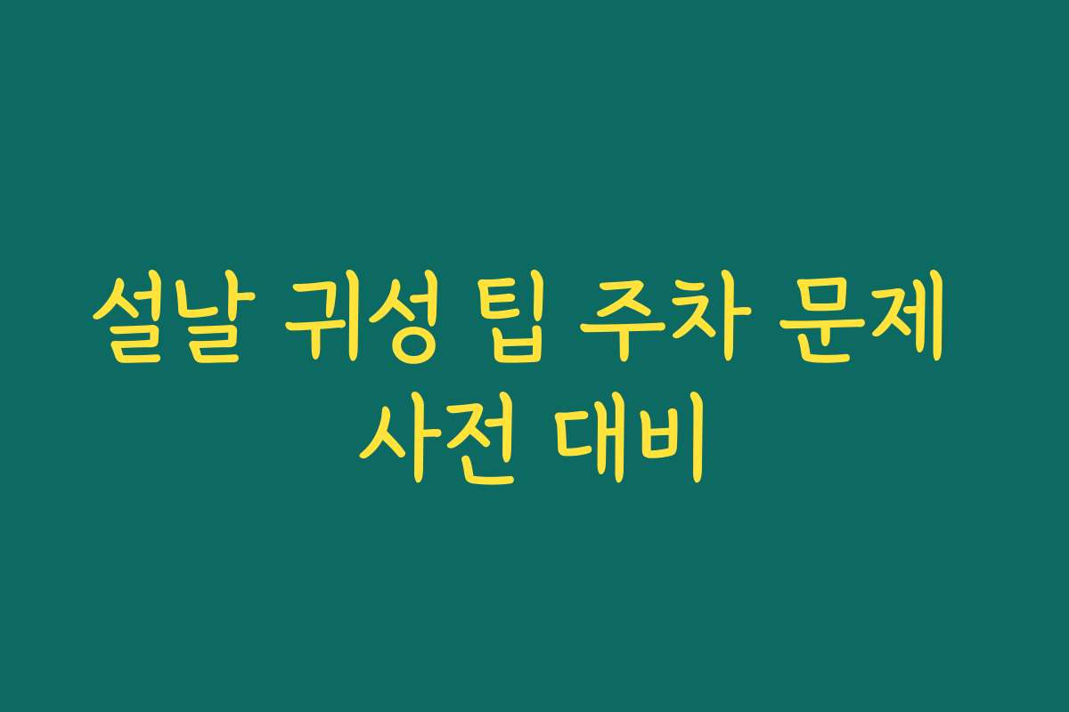 설날 귀성 팁 주차 문제 사전 대비