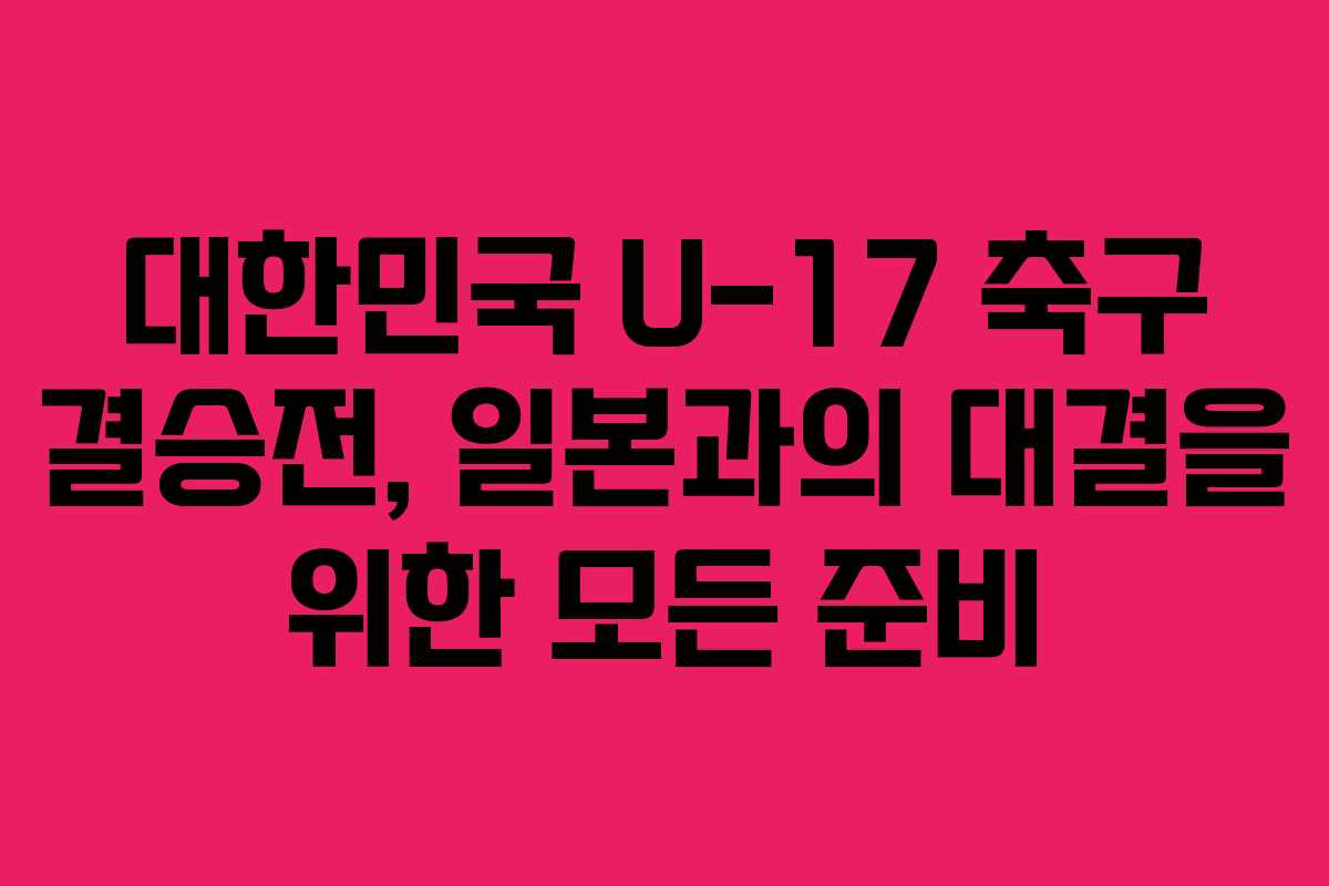 대한민국 U-17 축구 결승전, 일본과의 대결을 위한 모든 준비