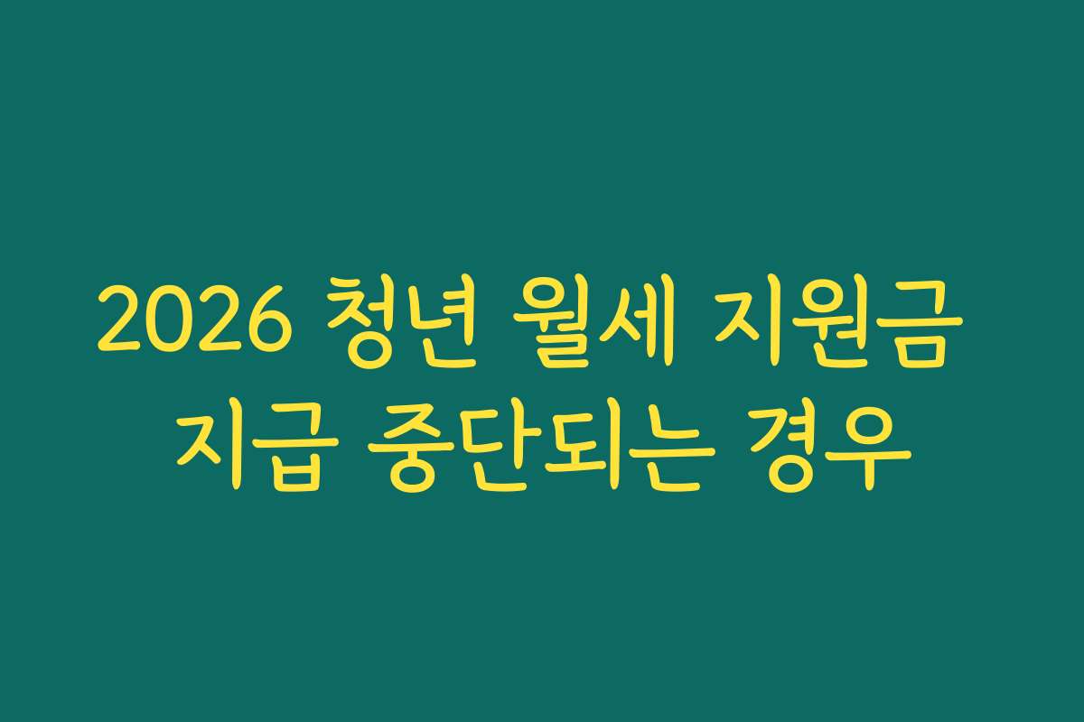 2026 청년 월세 지원금 지급 중단되는 경우