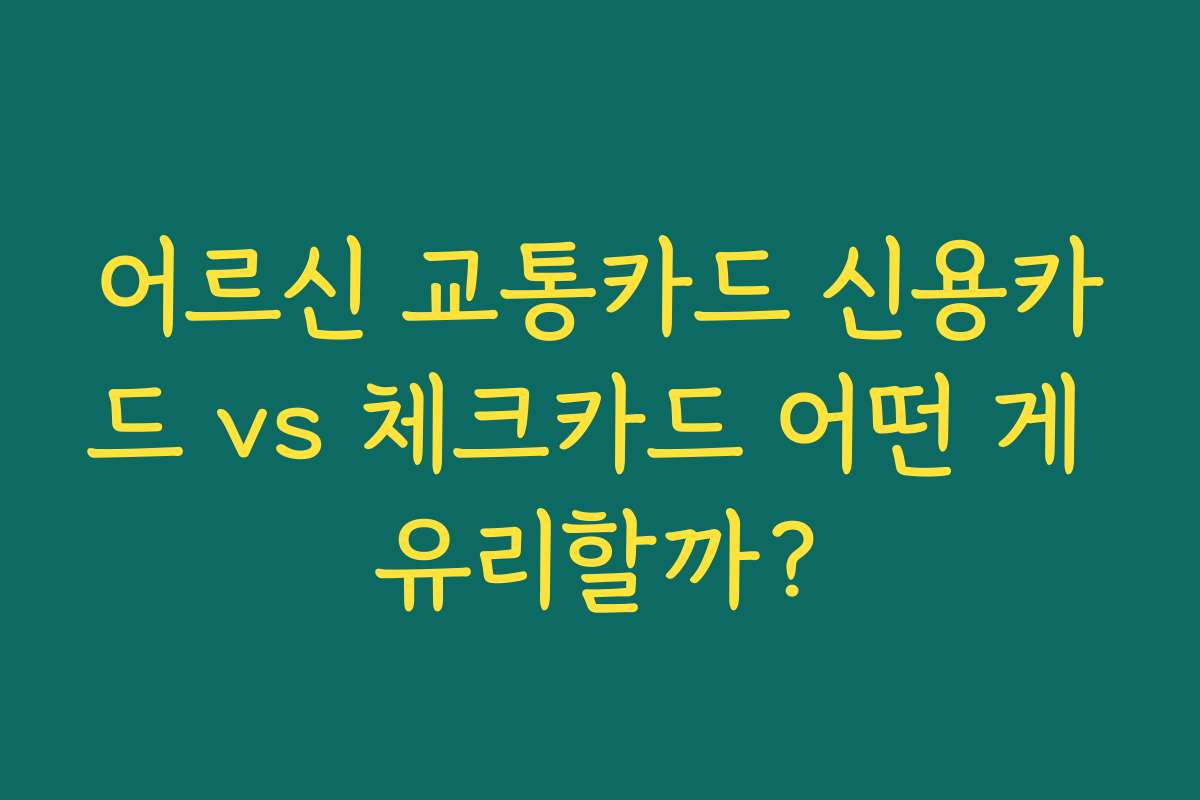 어르신 교통카드 신용카드 vs 체크카드 어떤 게 유리할까?