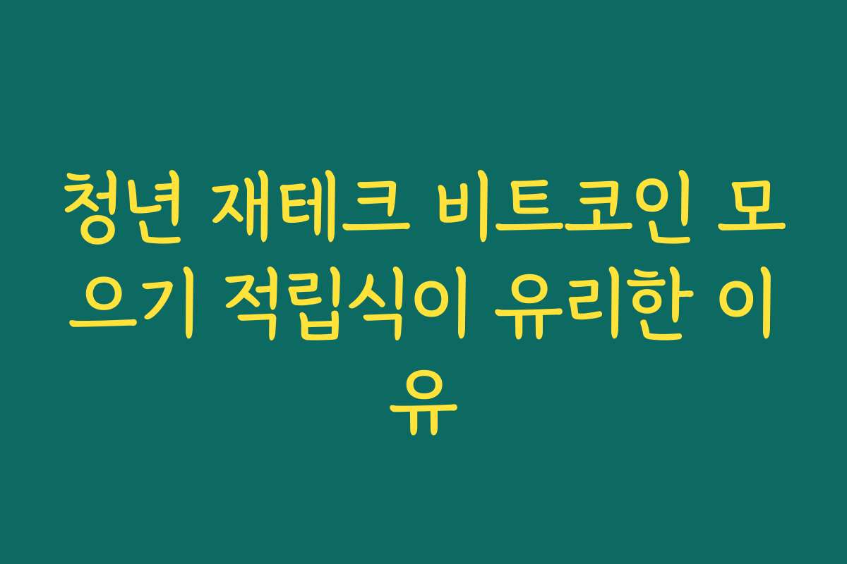 청년 재테크 비트코인 모으기 적립식이 유리한 이유