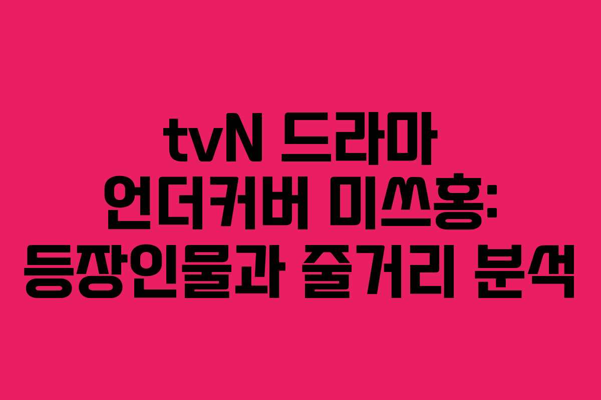 tvN 드라마 언더커버 미쓰홍: 등장인물과 줄거리 분석
