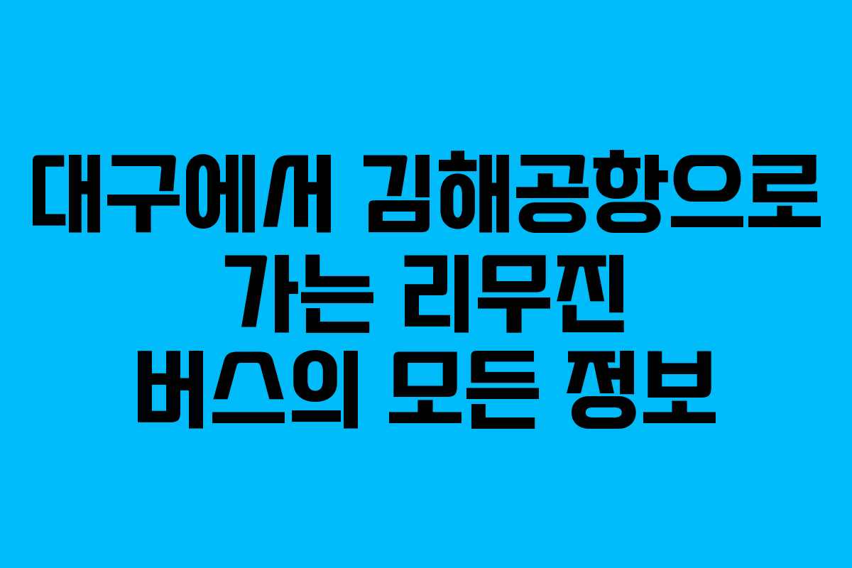 대구에서 김해공항으로 가는 리무진 버스의 모든 정보