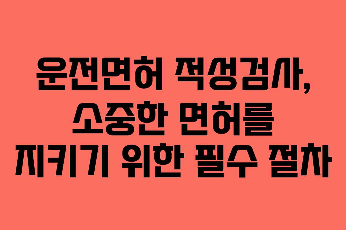 운전면허 적성검사, 소중한 면허를 지키기 위한 필수 절차