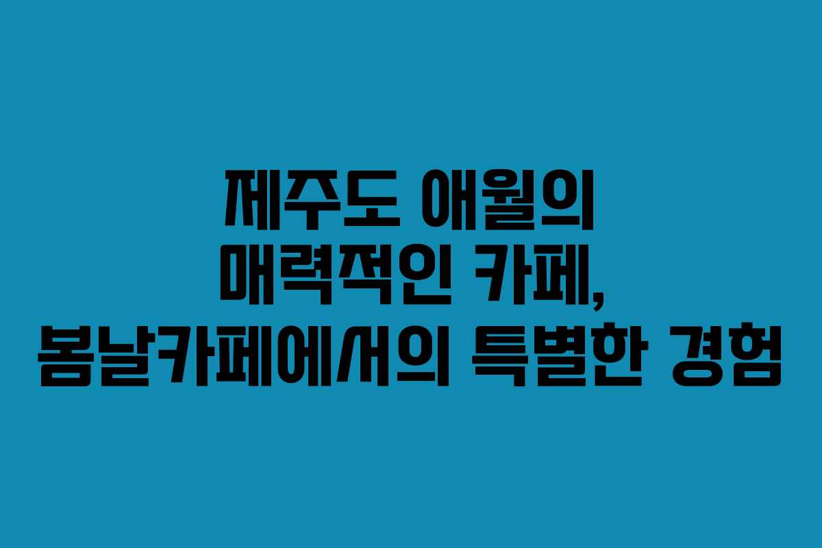 제주도 애월의 매력적인 카페, 봄날카페에서의 특별한 경험