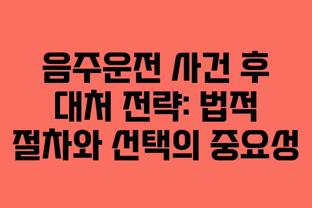 음주운전 사건 후 대처 전략: 법적 절차와 선택의 중요성