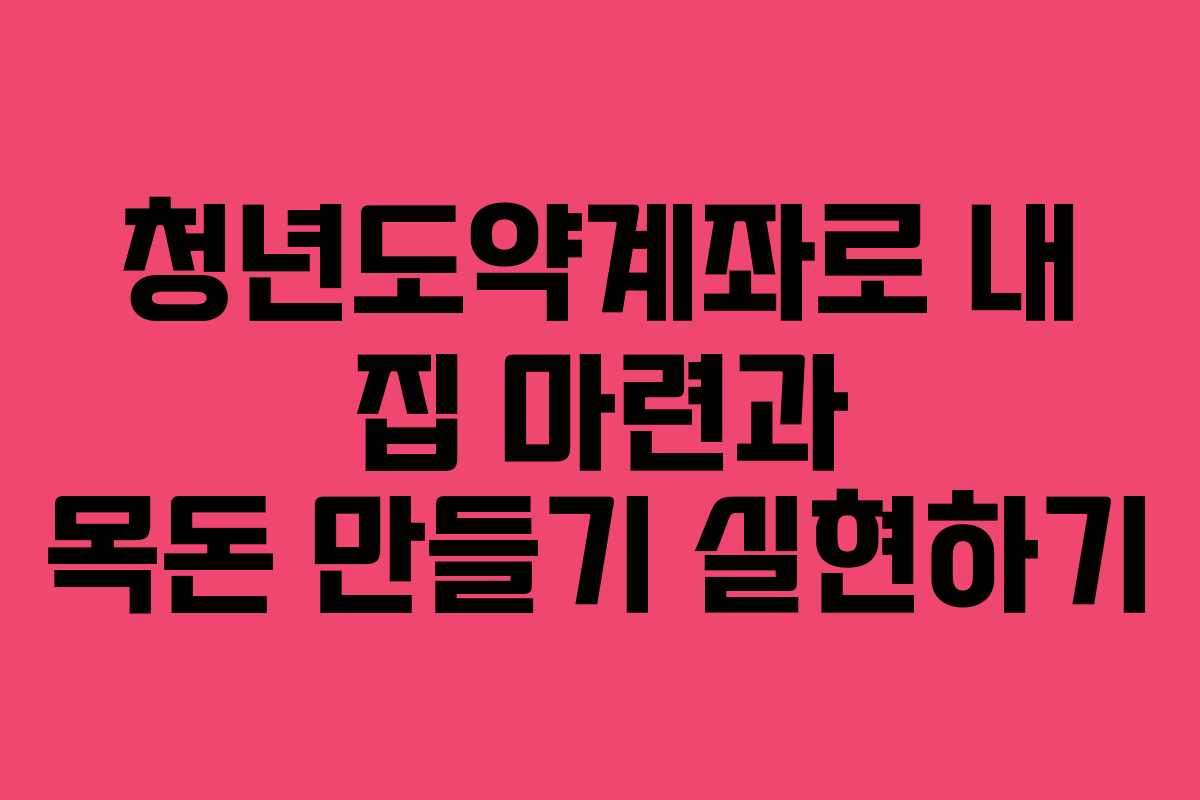 청년도약계좌로 내 집 마련과 목돈 만들기 실현하기