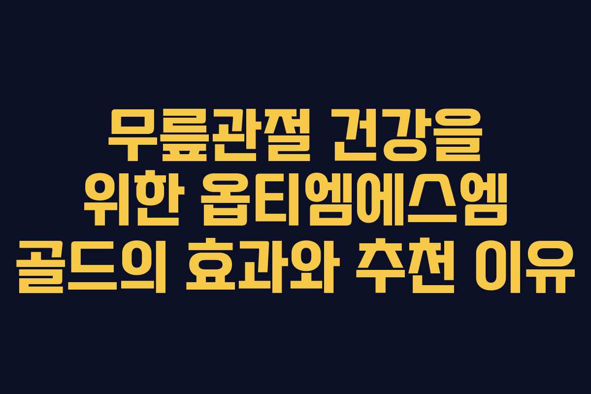 무릎관절 건강을 위한 옵티엠에스엠 골드의 효과와 추천 이유