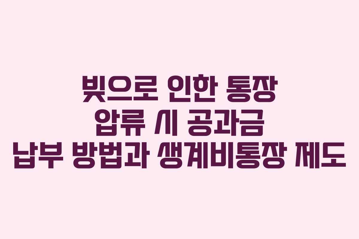 빚으로 인한 통장 압류 시 공과금 납부 방법과 생계비통장 제도