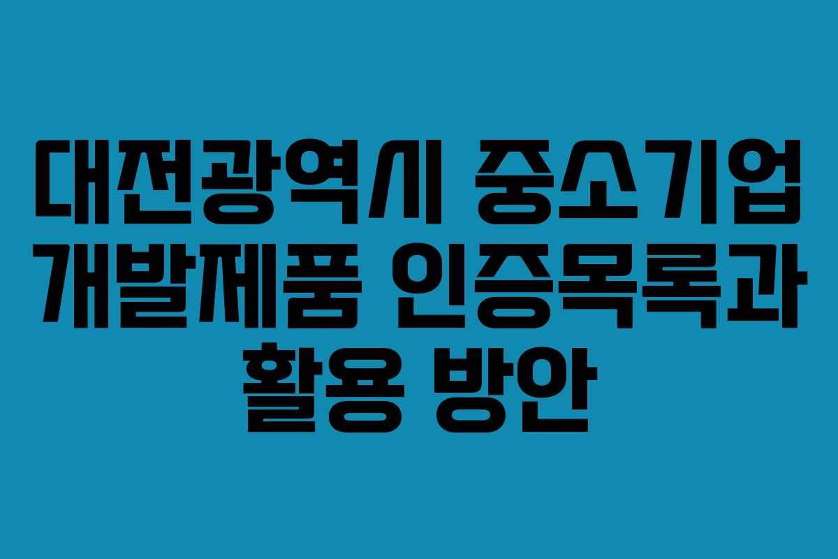 대전광역시 중소기업 개발제품 인증목록과 활용 방안