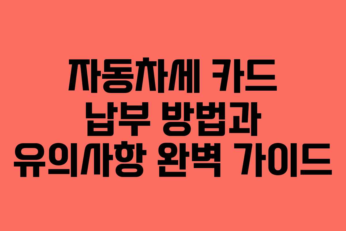 자동차세 카드 납부 방법과 유의사항 완벽 가이드