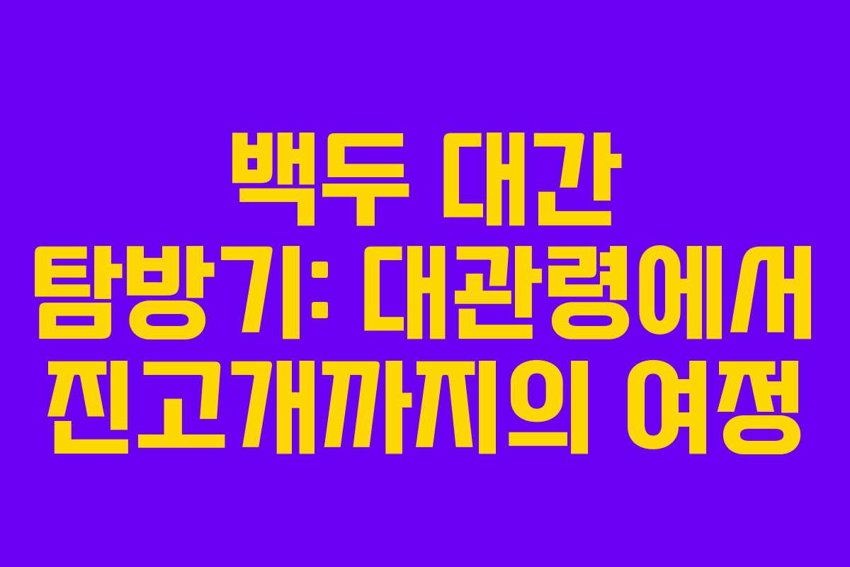 백두 대간 탐방기: 대관령에서 진고개까지의 여정