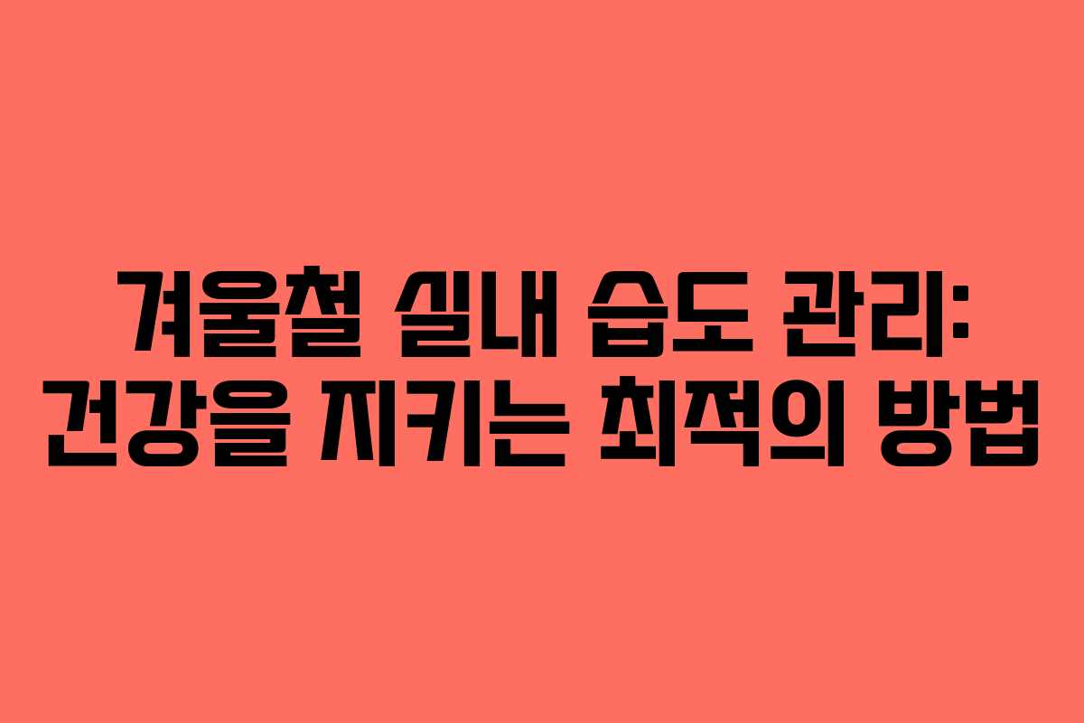 겨울철 실내 습도 관리: 건강을 지키는 최적의 방법