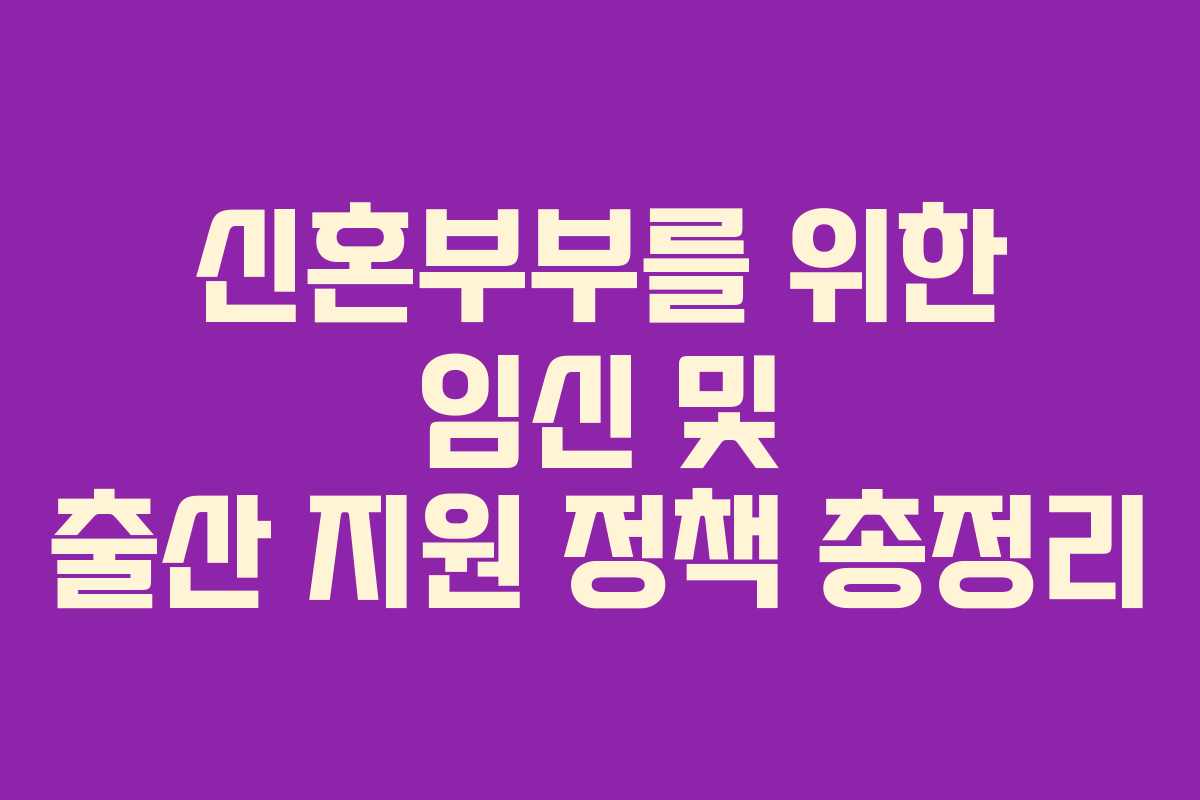 신혼부부를 위한 임신 및 출산 지원 정책 총정리