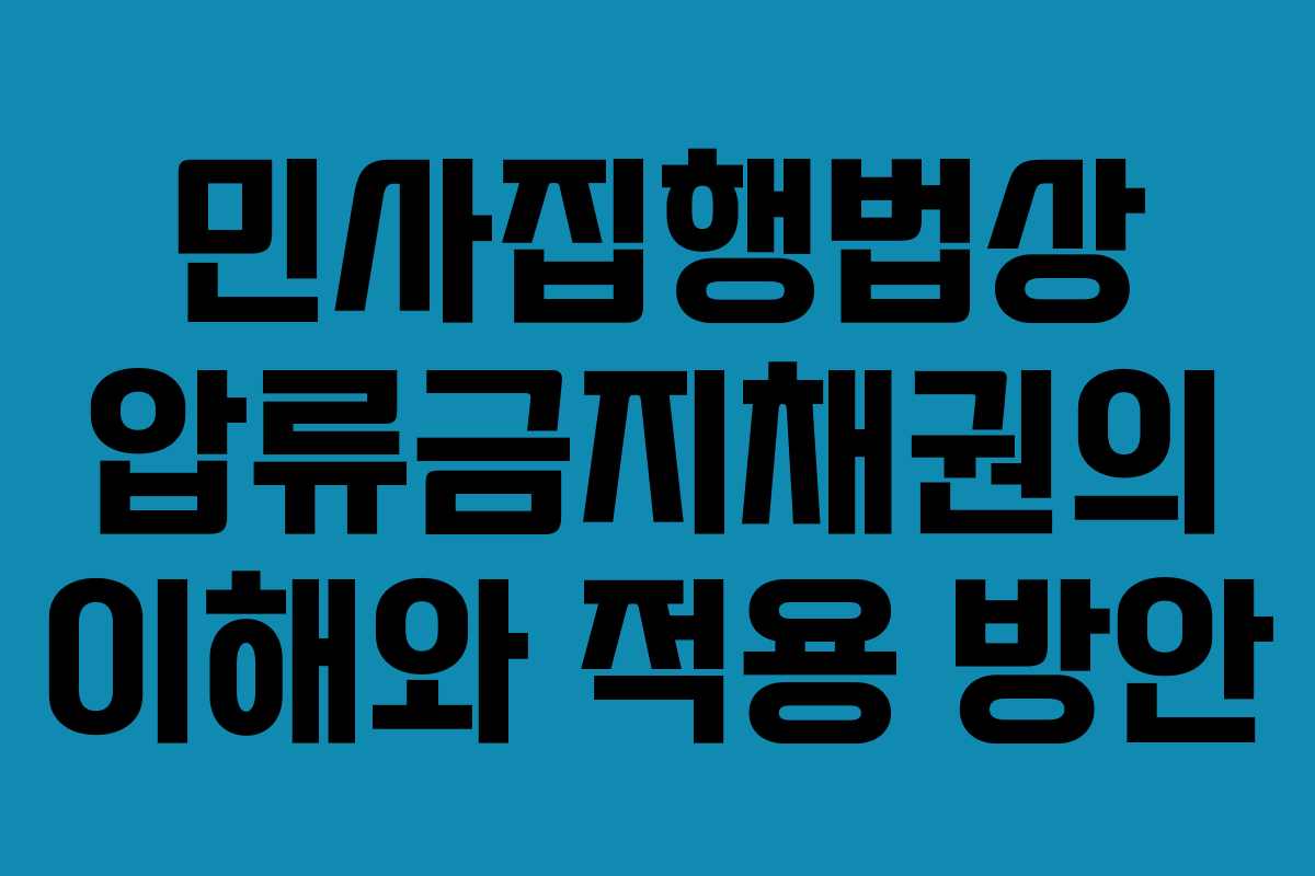 민사집행법상 압류금지채권의 이해와 적용 방안