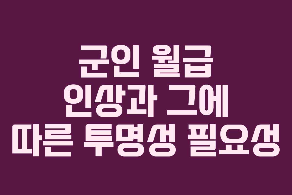 군인 월급 인상과 그에 따른 투명성 필요성