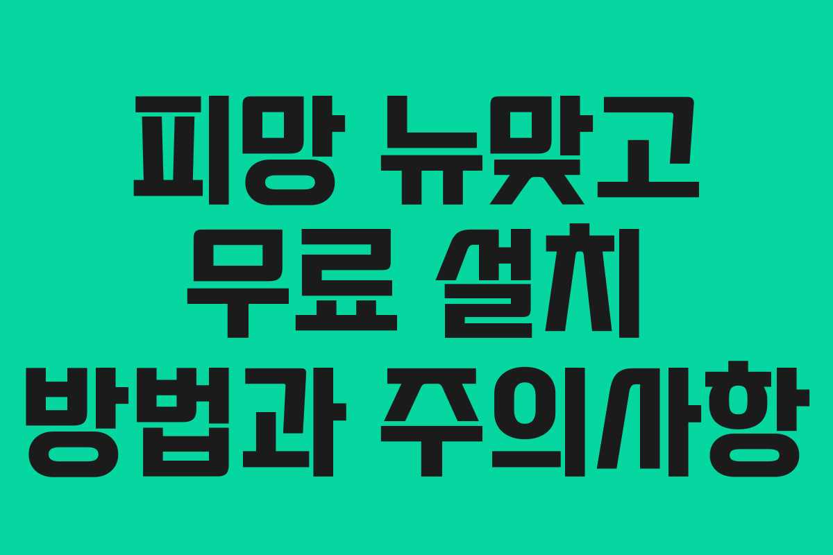 피망 뉴맞고 무료 설치 방법과 주의사항