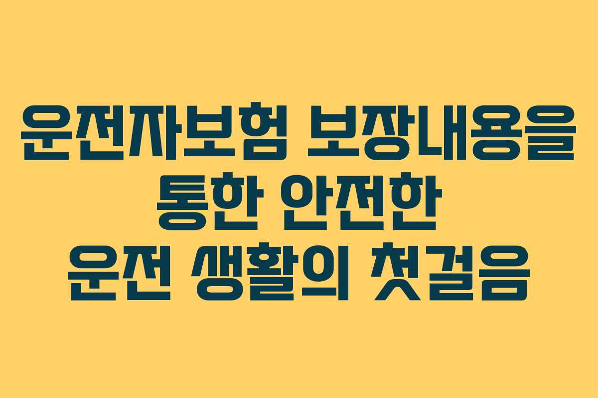 운전자보험 보장내용을 통한 안전한 운전 생활의 첫걸음