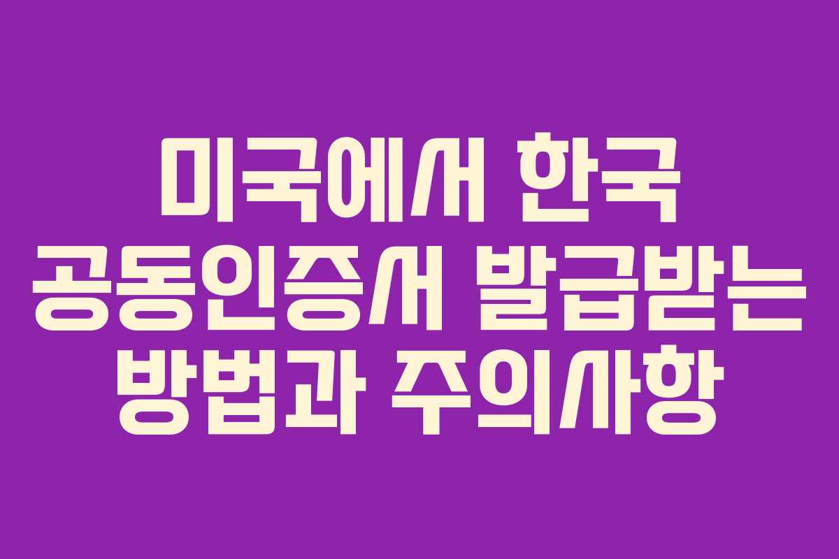 미국에서 한국 공동인증서 발급받는 방법과 주의사항