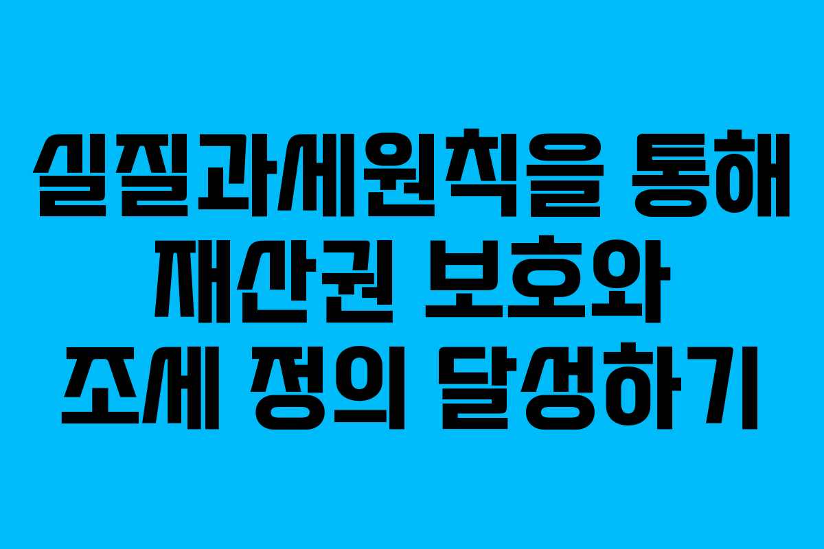 실질과세원칙을 통해 재산권 보호와 조세 정의 달성하기