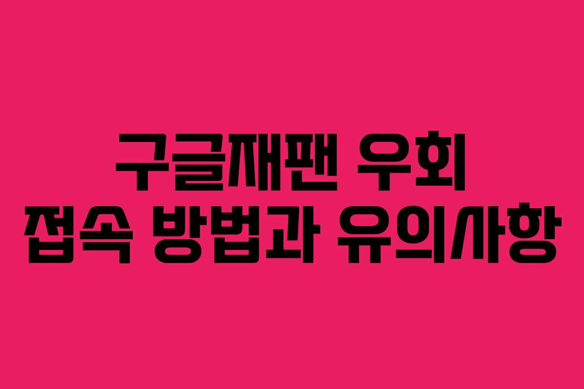 구글재팬 우회 접속 방법과 유의사항