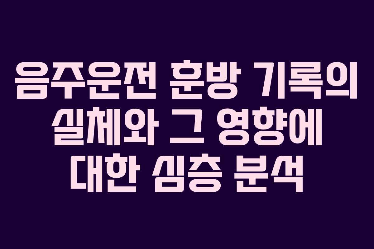 음주운전 훈방 기록의 실체와 그 영향에 대한 심층 분석