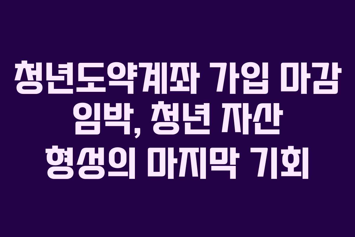 청년도약계좌 가입 마감 임박, 청년 자산 형성의 마지막 기회