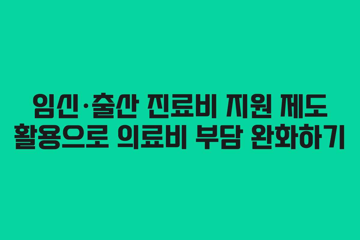 임신·출산 진료비 지원 제도 활용으로 의료비 부담 완화하기