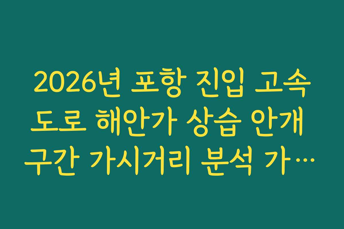 2026년 포항 진입 고속도로 해안가 상습 안개 구간 가시거리 분석 가이드