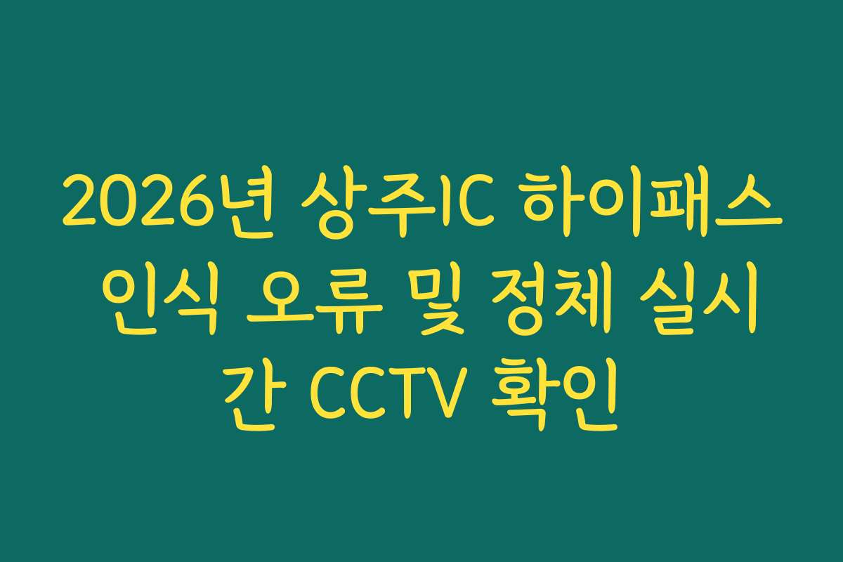 2026년 상주IC 하이패스 인식 오류 및 정체 실시간 CCTV 확인
