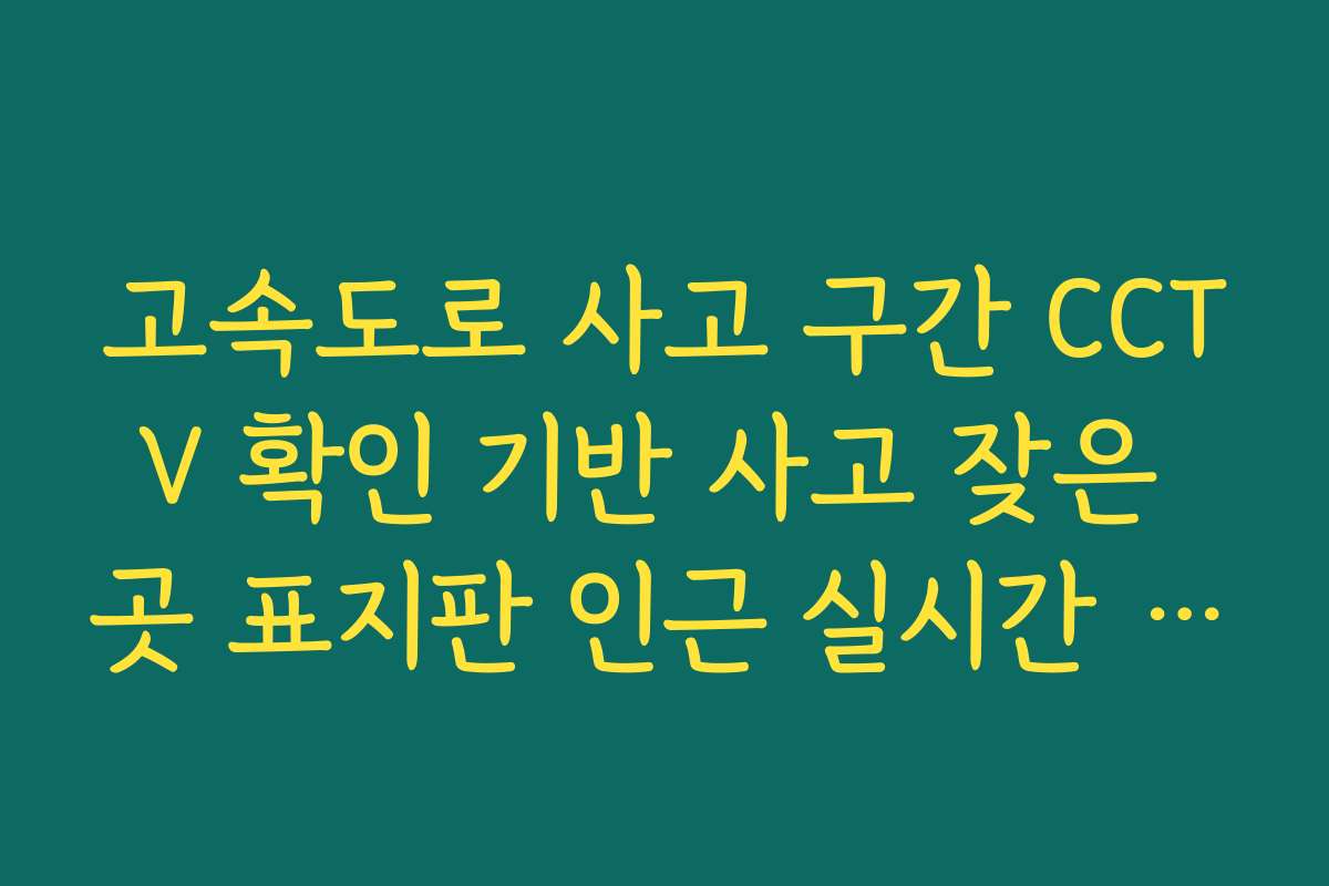 고속도로 사고 구간 CCTV 확인 기반 사고 잦은 곳 표지판 인근 실시간 CCTV 확인