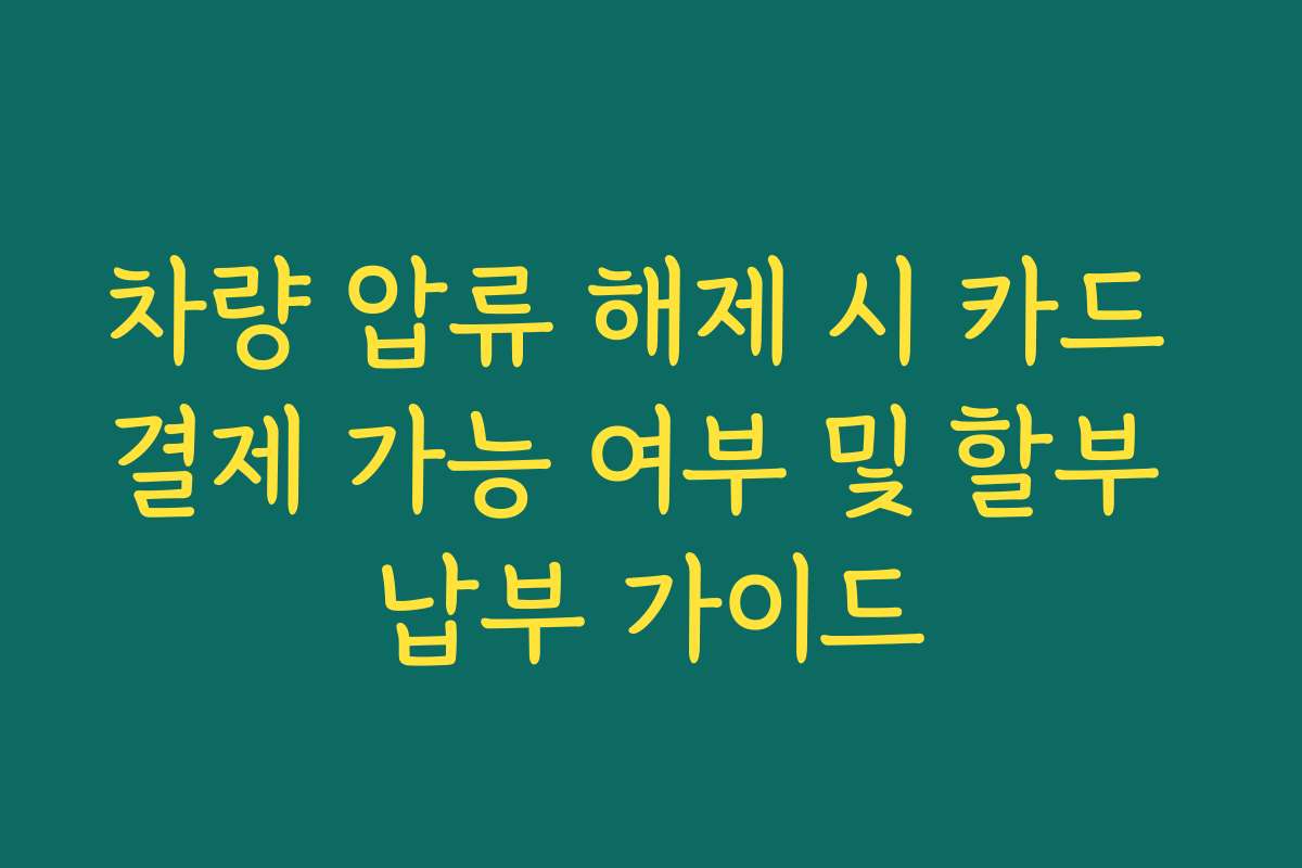 차량 압류 해제 시 카드 결제 가능 여부 및 할부 납부 가이드
