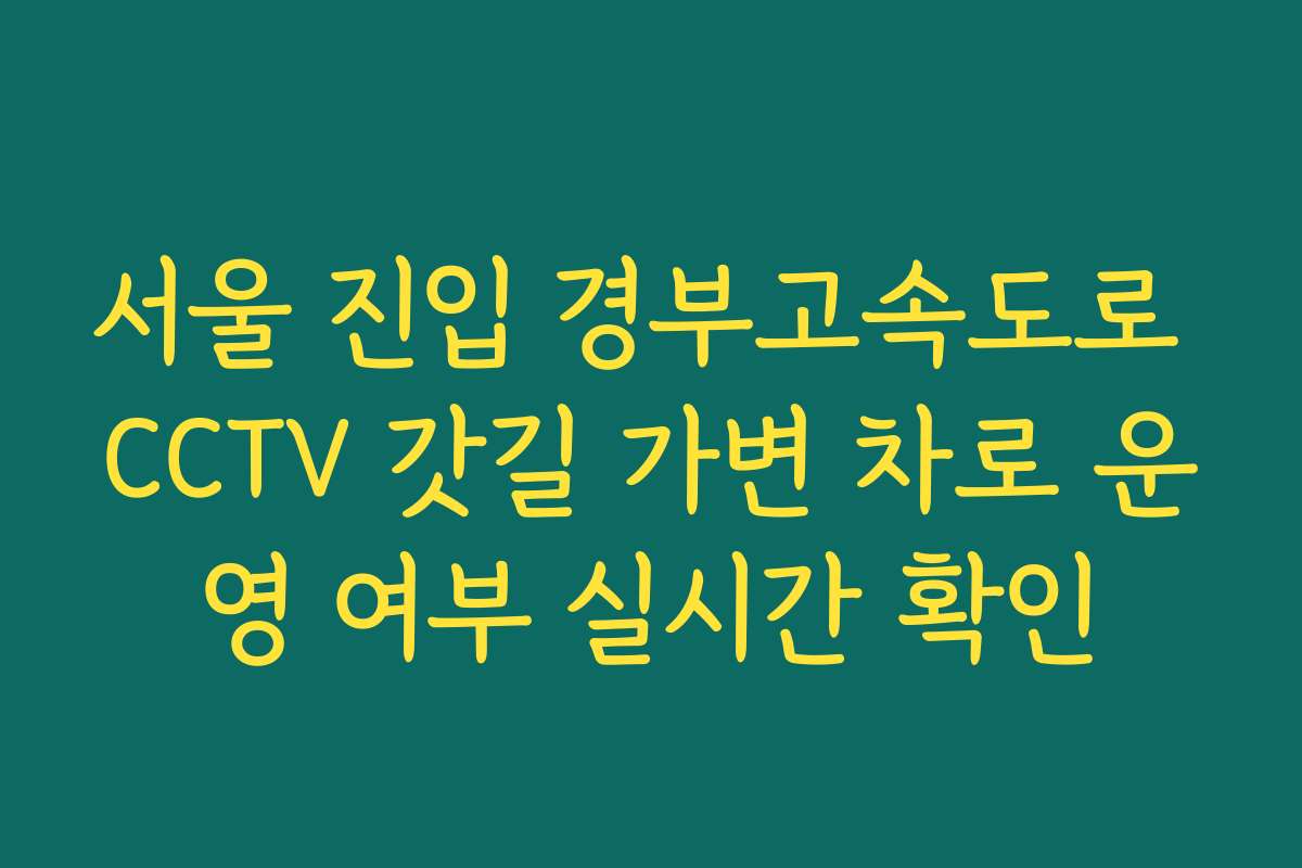 서울 진입 경부고속도로 CCTV 갓길 가변 차로 운영 여부 실시간 확인