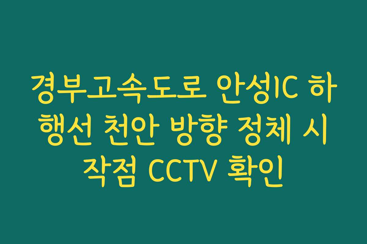 경부고속도로 안성IC 하행선 천안 방향 정체 시작점 CCTV 확인