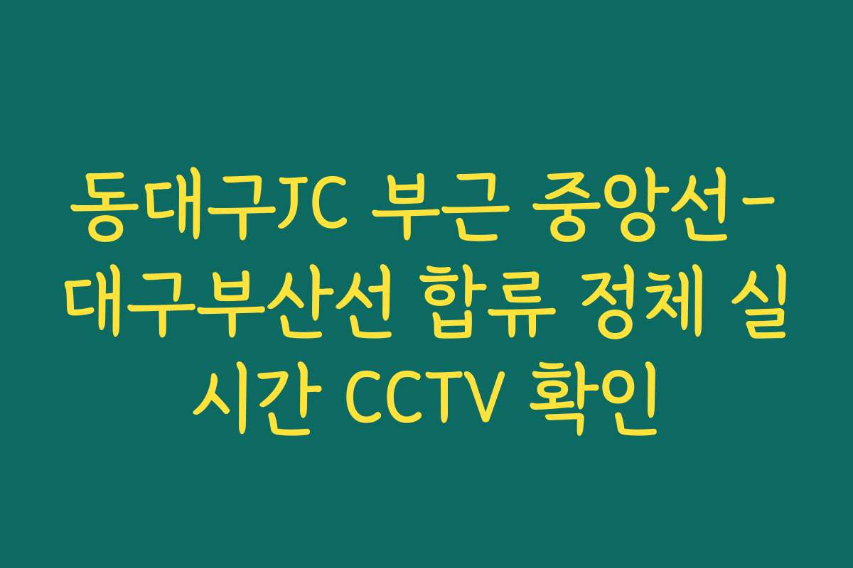 동대구JC 부근 중앙선-대구부산선 합류 정체 실시간 CCTV 확인